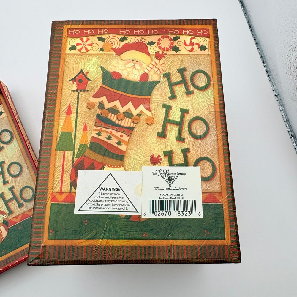 The Lang Bowman Company Gift Box Red Santa Ho Ho Ho Folk Art 2005 - Picture 4 of 7